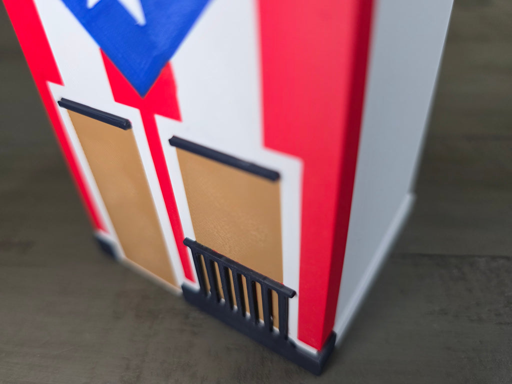 Puerto Rico Flag House Pen Holder | San Juan Inspired Desk Organizer | 3D Printed PLA Office Decor | Boricua Desk Accessory