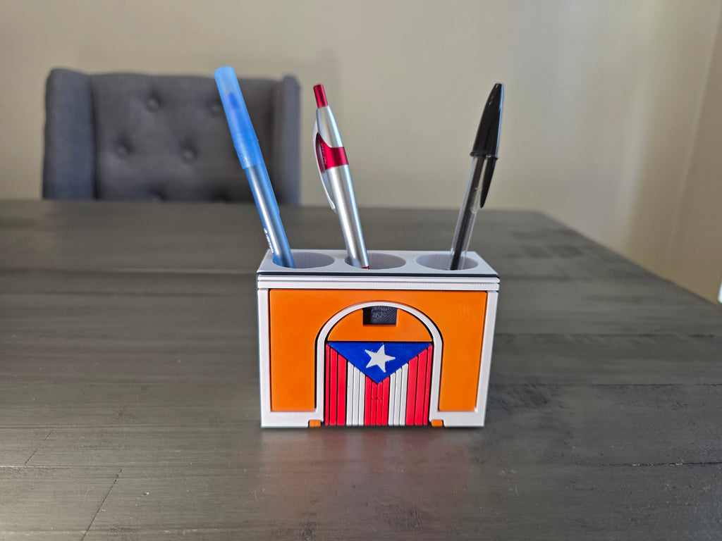 Puerto Rico Flag Bandera Callejón Pen Holder | San Juan Inspired Desk Organizer | 3D Printed PLA Decor