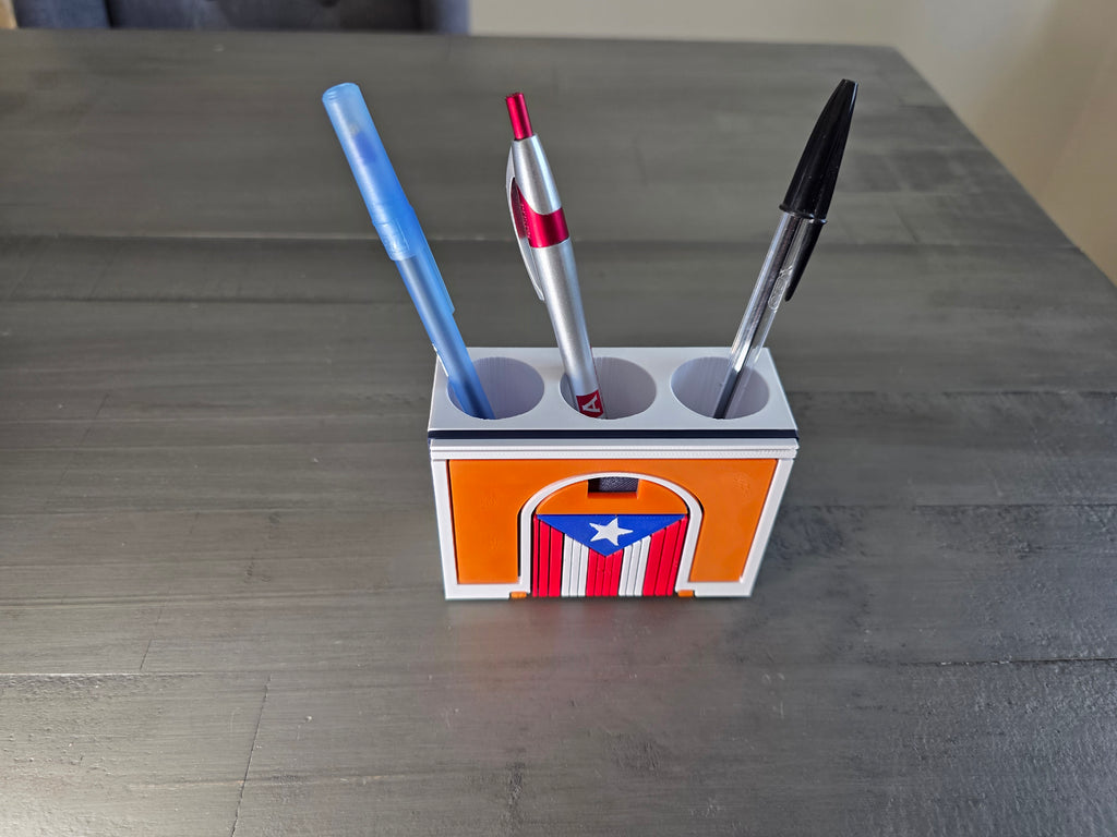 Puerto Rico Flag Bandera Callejón Pen Holder | San Juan Inspired Desk Organizer | 3D Printed PLA Decor
