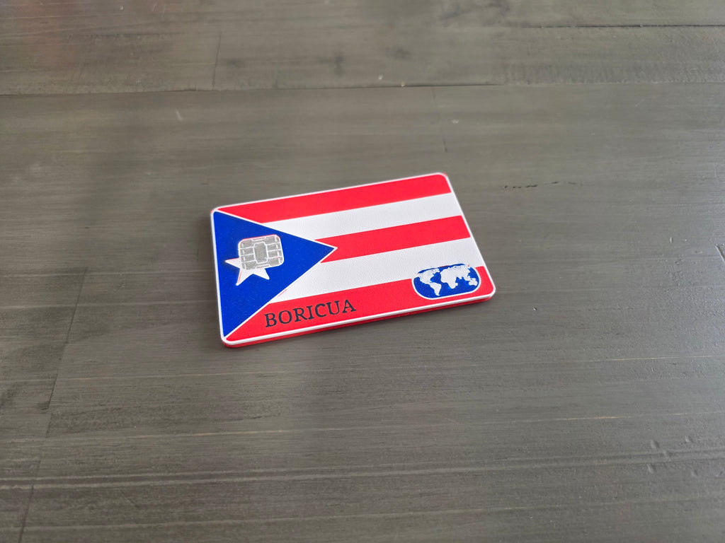 Puerto Rico Flag Card Holder | Boricua Contactless Wallet Card | 3D Printed PLA Slim Card | Tap to Pay Holder - Optional Personalization