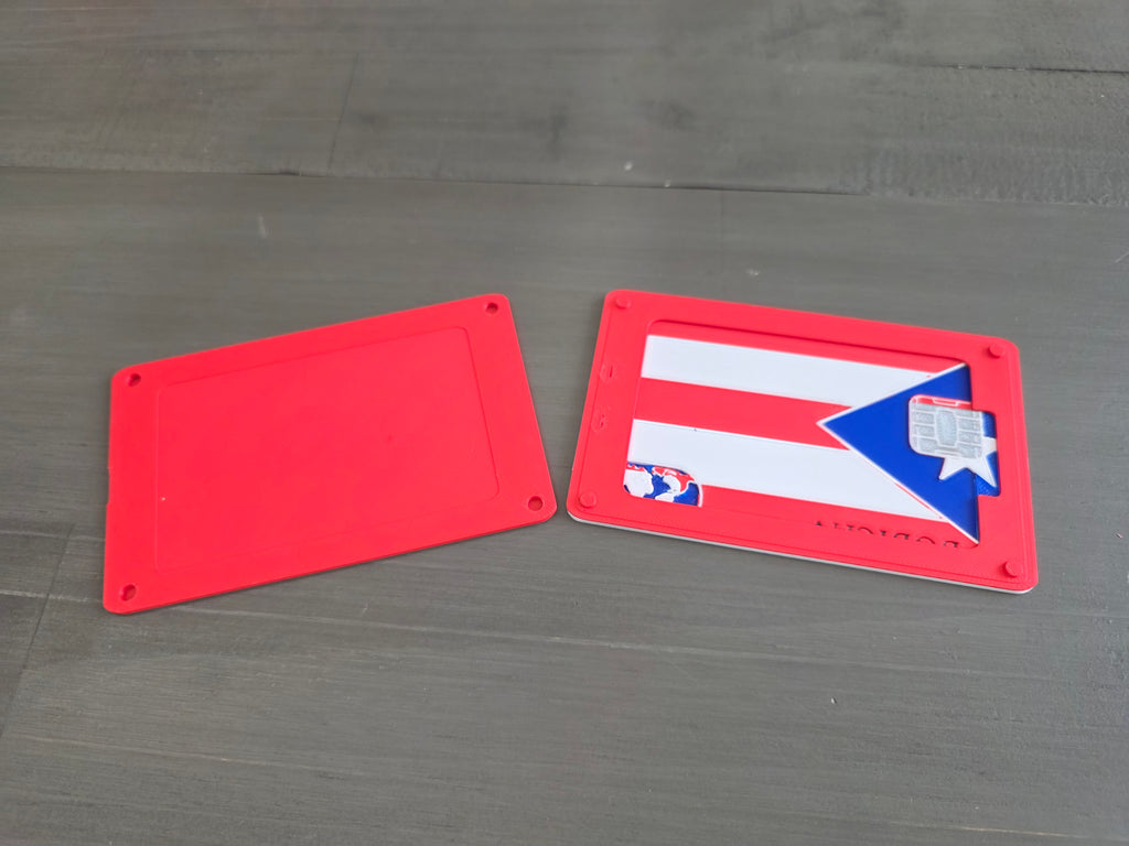 Puerto Rico Flag Card Holder | Boricua Contactless Wallet Card | 3D Printed PLA Slim Card | Tap to Pay Holder - Optional Personalization