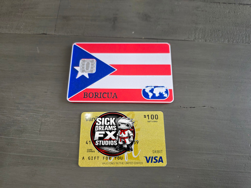 Puerto Rico Flag Card Holder | Boricua Contactless Wallet Card | 3D Printed PLA Slim Card | Tap to Pay Holder - Optional Personalization