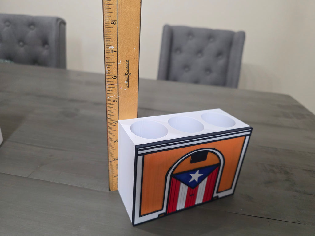 Puerto Rico Flag Bandera Callejón Pen Holder | San Juan Inspired Desk Organizer | 3D Printed PLA Decor