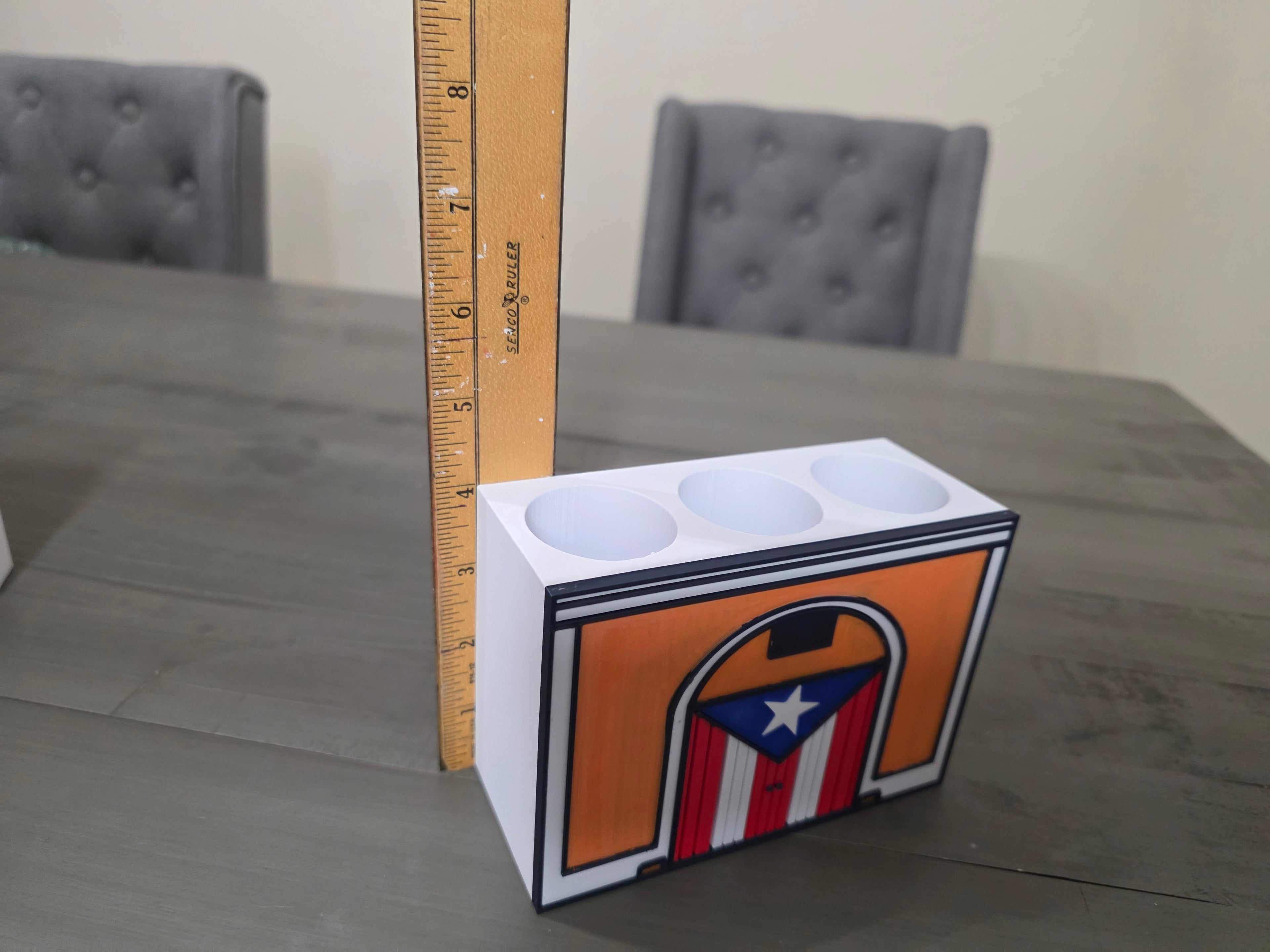 Puerto Rico Flag Bandera Callejón Pen Holder | San Juan Inspired Desk Organizer | 3D Printed PLA Decor