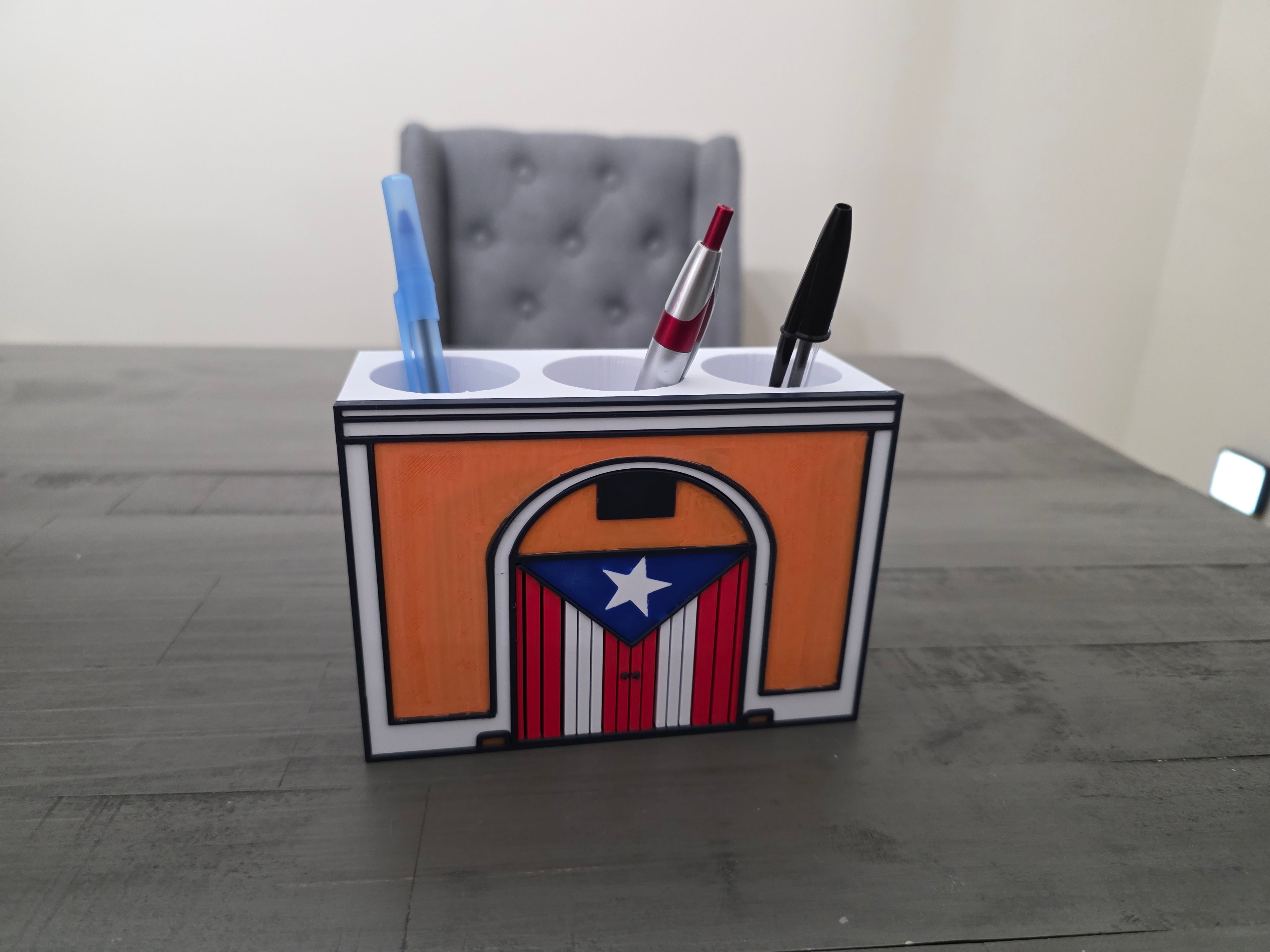 Puerto Rico Flag Bandera Callejón Pen Holder | San Juan Inspired Desk Organizer | 3D Printed PLA Decor