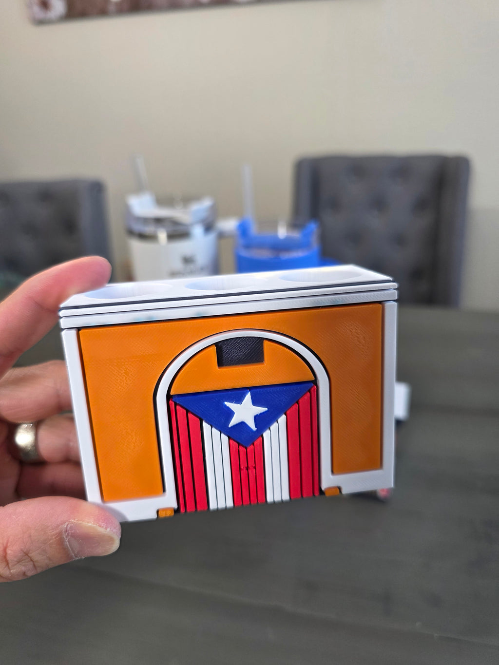 Puerto Rico Flag Bandera Callejón Pen Holder | San Juan Inspired Desk Organizer | 3D Printed PLA Decor