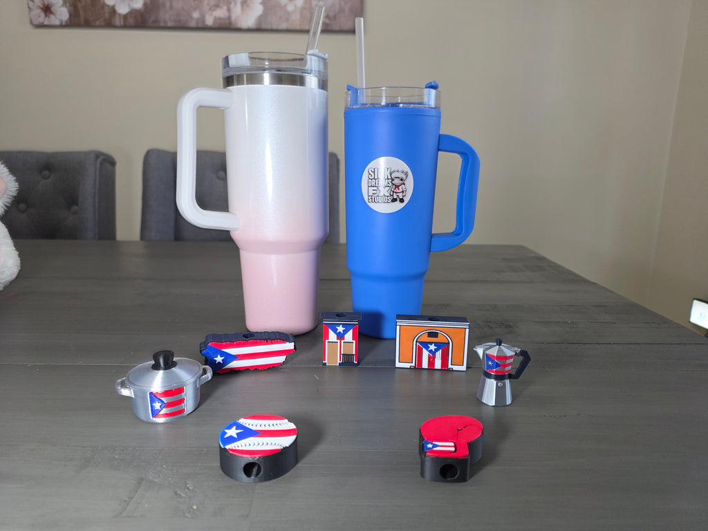 Puerto Rico Parade Themed Straw Charms – Pick Your Style | 3D Printed PLA 10mm Straw Toppers | Boricua Cup Accessories