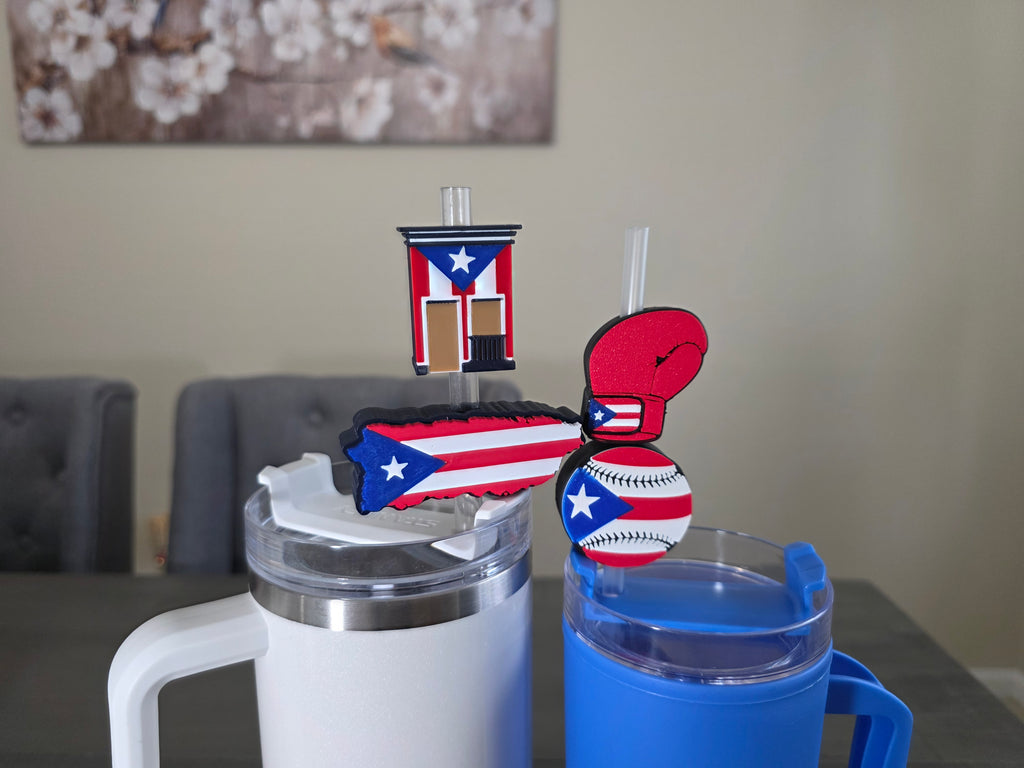 Puerto Rico Parade Themed Straw Charms – Pick Your Style | 3D Printed PLA 10mm Straw Toppers | Boricua Cup Accessories