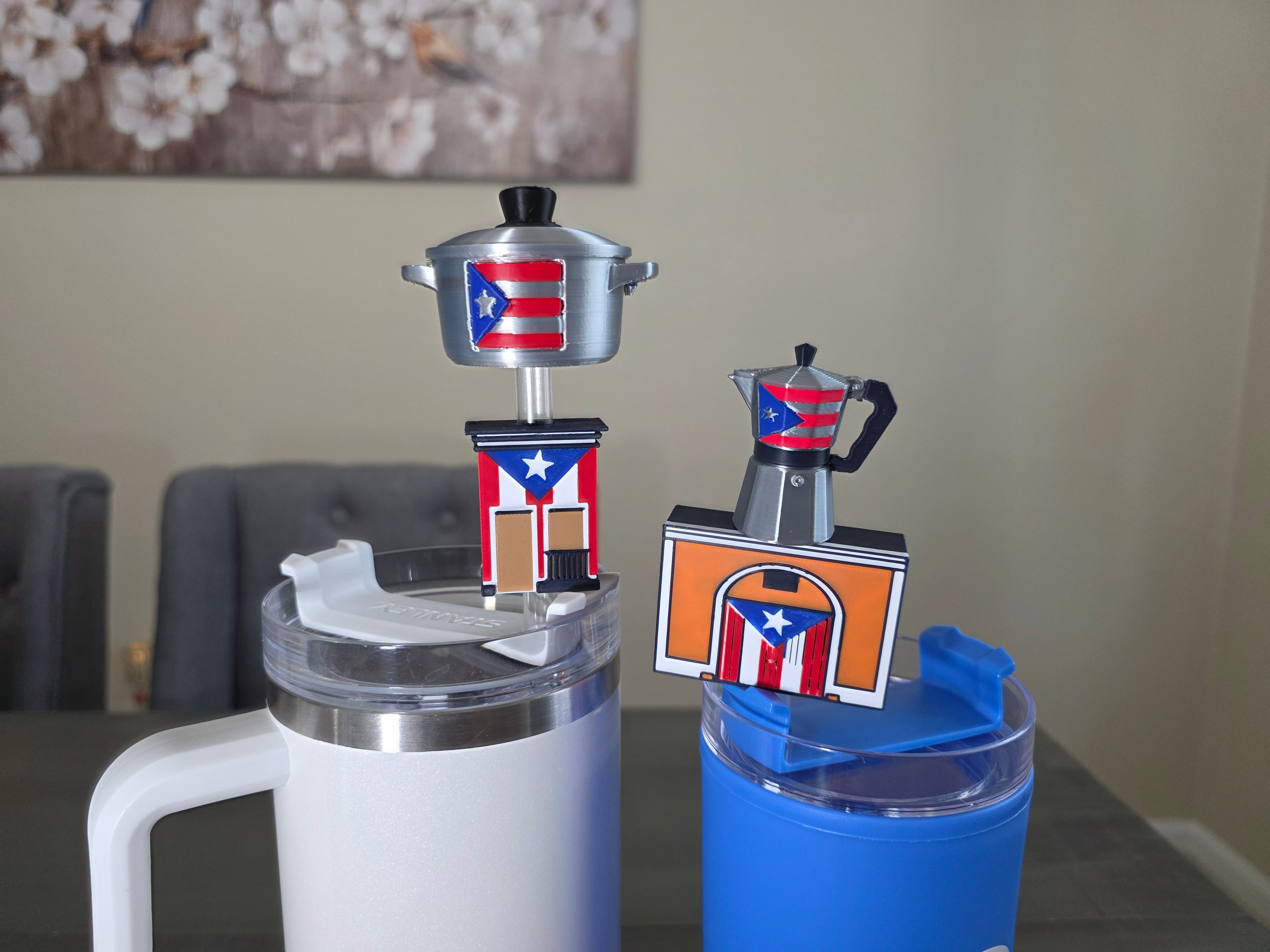 Puerto Rico Parade Themed Straw Charms – Pick Your Style | 3D Printed PLA 10mm Straw Toppers | Boricua Cup Accessories