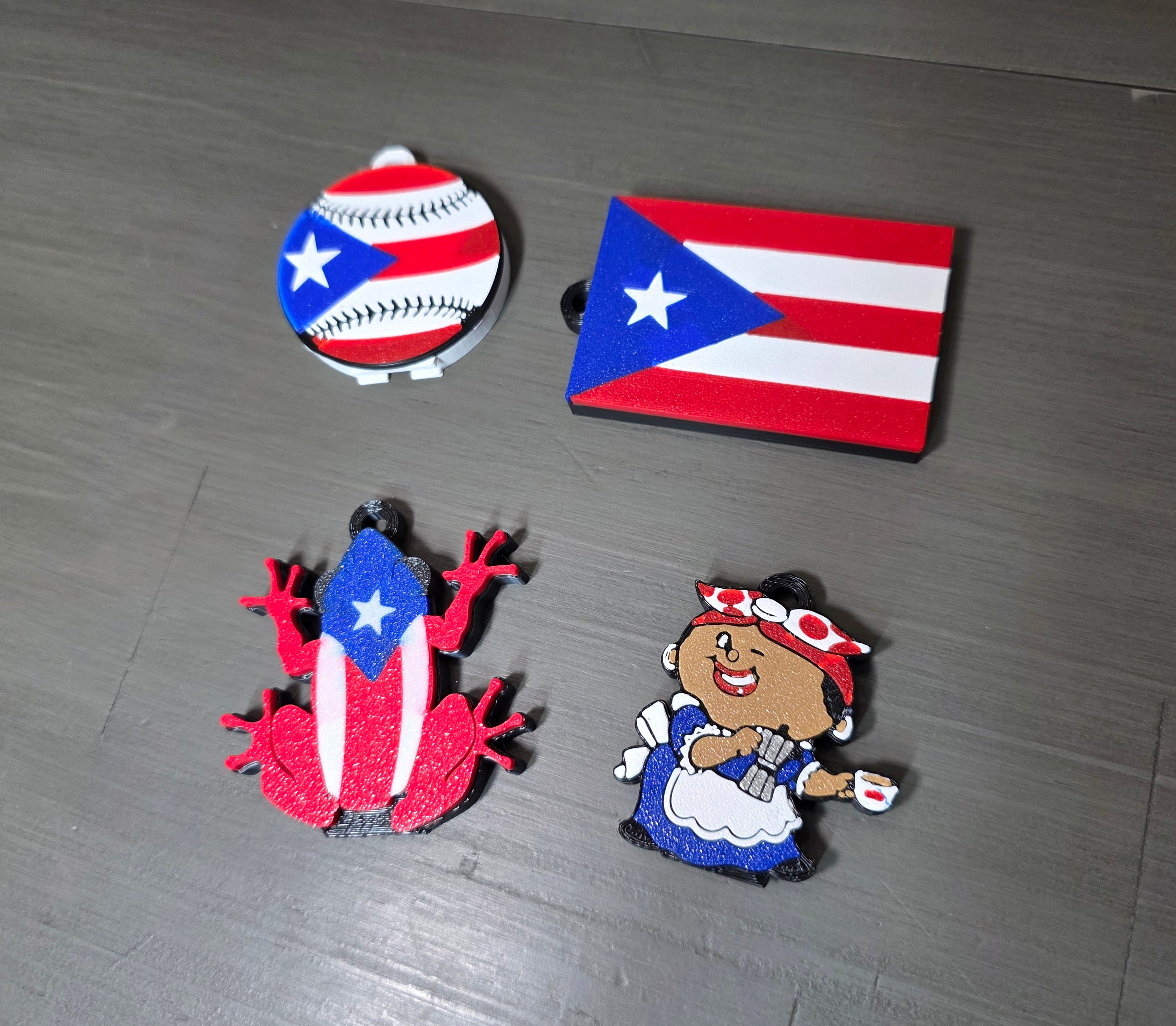 Puerto Rico Can Tab Opener Keychain | 3D Printed Drink Opener | Boricua Flag, Baseball, Coquí & Coffee Lady Styles