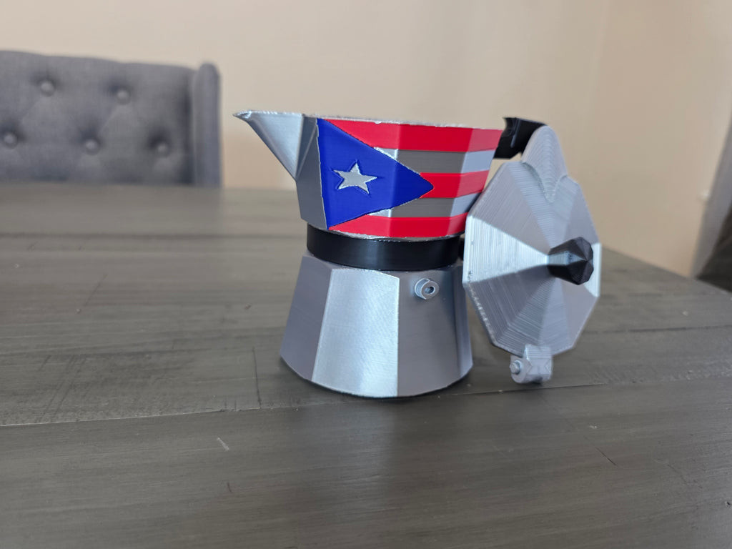 Puerto Rico Greca Can Holder Or Moka Pot Can Holder | 3D Printed Silk PLA | Boricua Coffee Pot Drink Holder | Puerto Rico Flag Decor