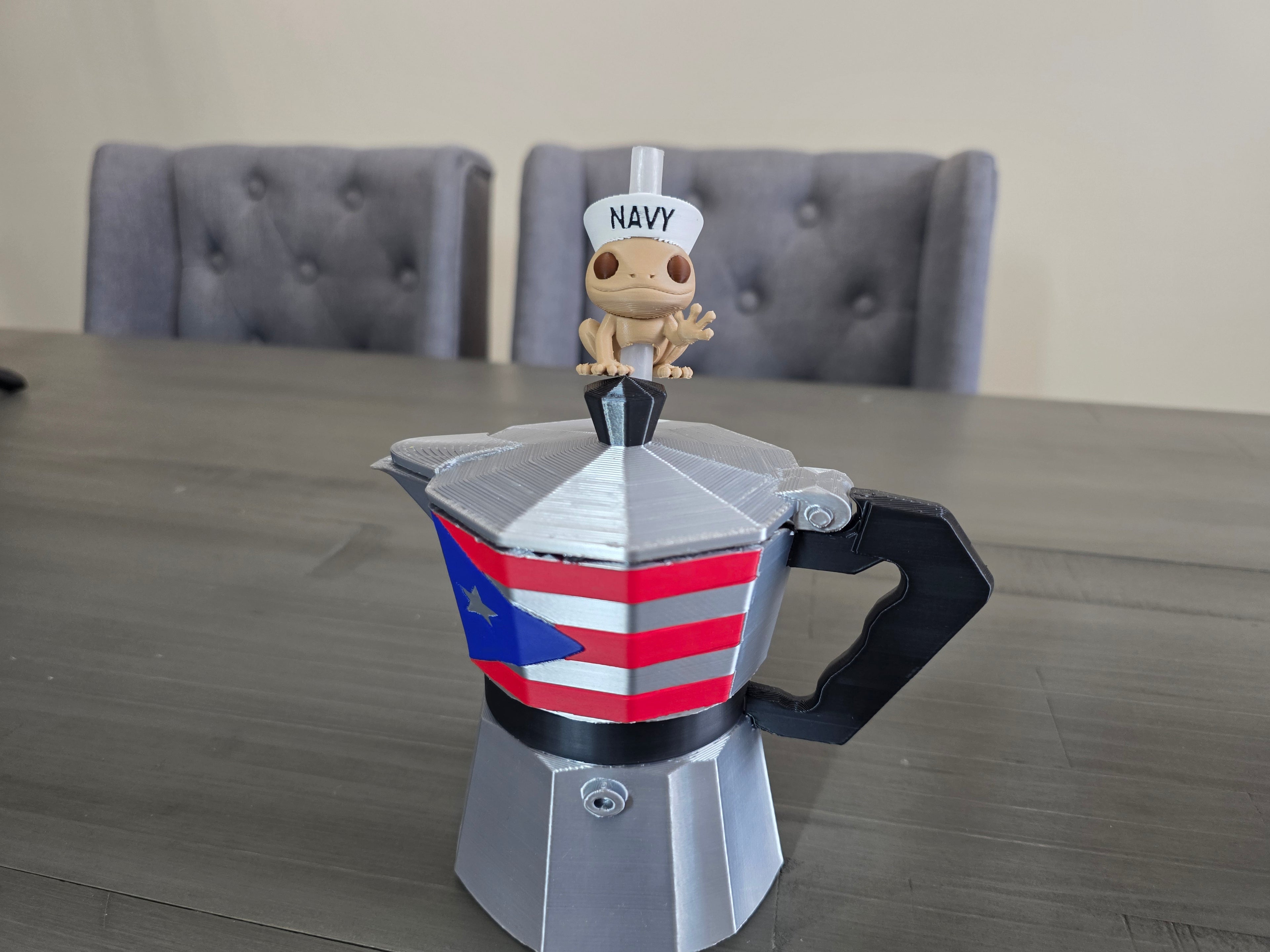 Coquí del Navy Straw Charm | 3D Printed PLA | Puerto Rico Frog Straw Topper | Military Inspired Cup Accessory