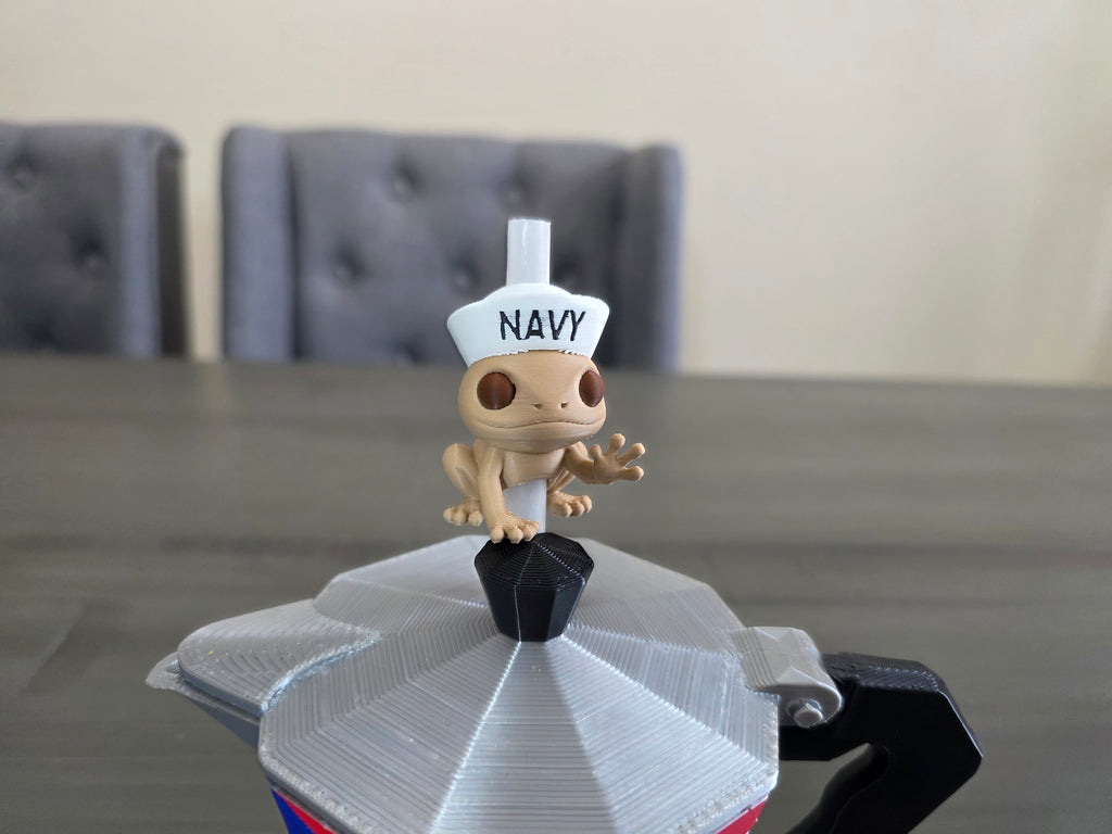 Coquí del Navy Straw Charm | 3D Printed PLA | Puerto Rico Frog Straw Topper | Military Inspired Cup Accessory