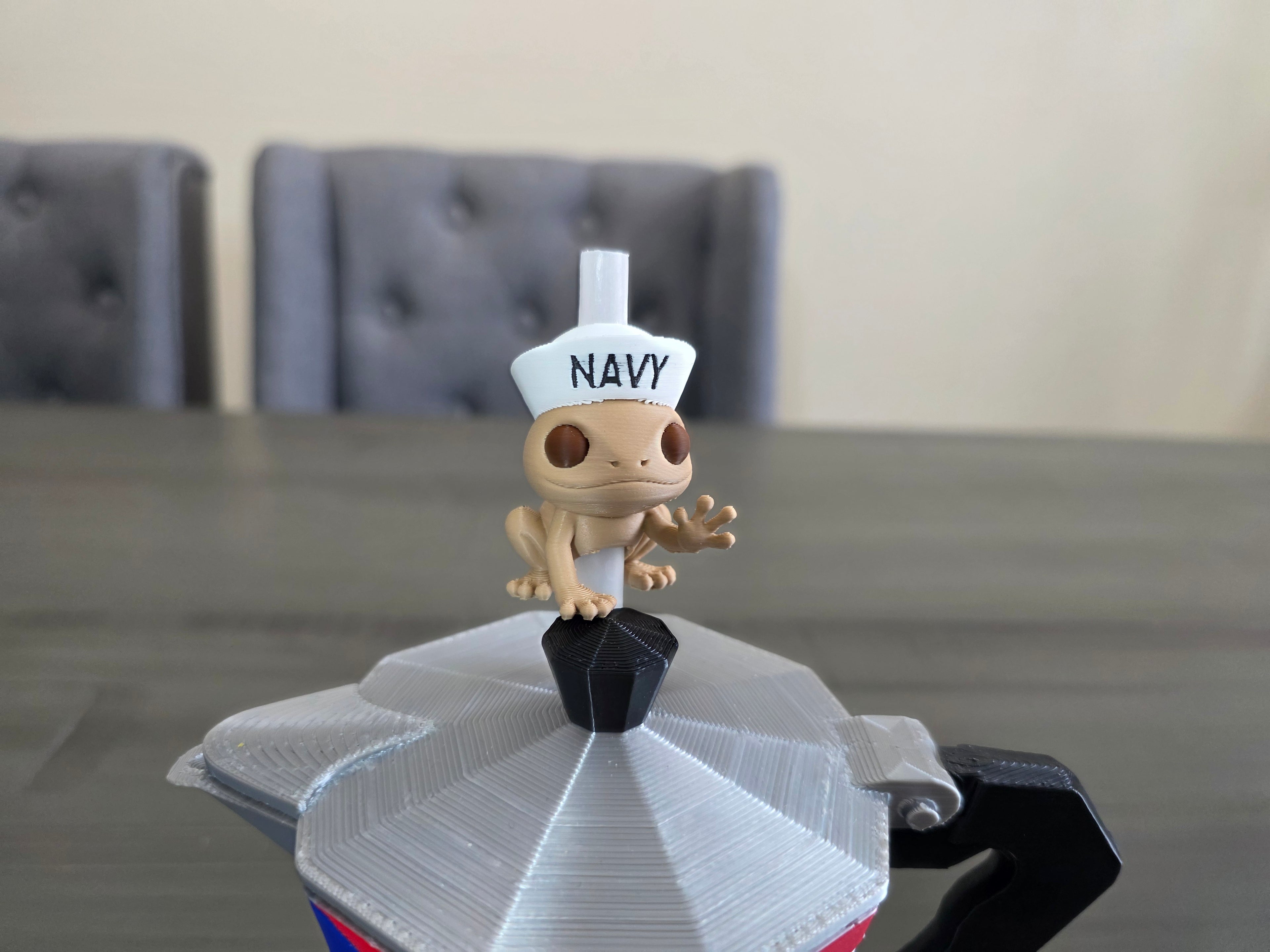 Coquí del Navy Straw Charm | 3D Printed PLA | Puerto Rico Frog Straw Topper | Military Inspired Cup Accessory
