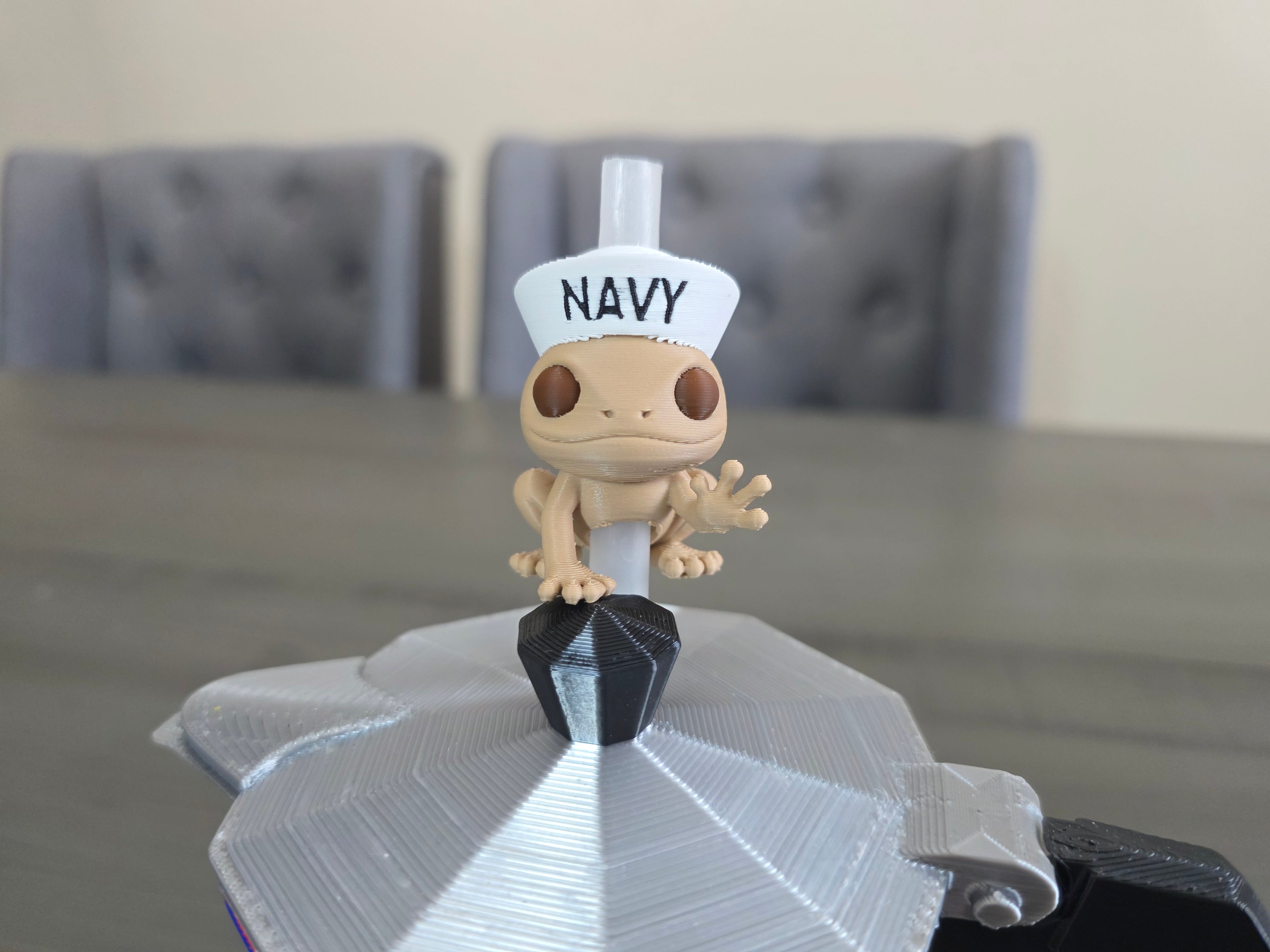 Coquí del Navy Straw Charm | 3D Printed PLA | Puerto Rico Frog Straw Topper | Military Inspired Cup Accessory