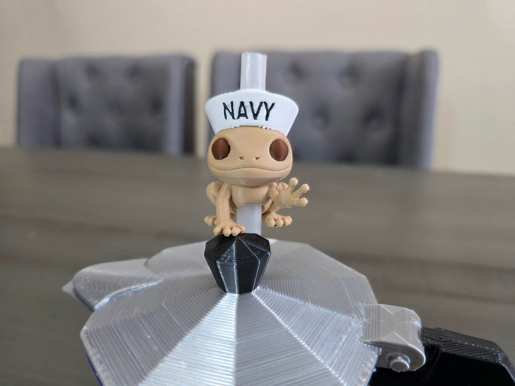 Coquí del Navy Straw Charm | 3D Printed PLA | Puerto Rico Frog Straw Topper | Military Inspired Cup Accessory