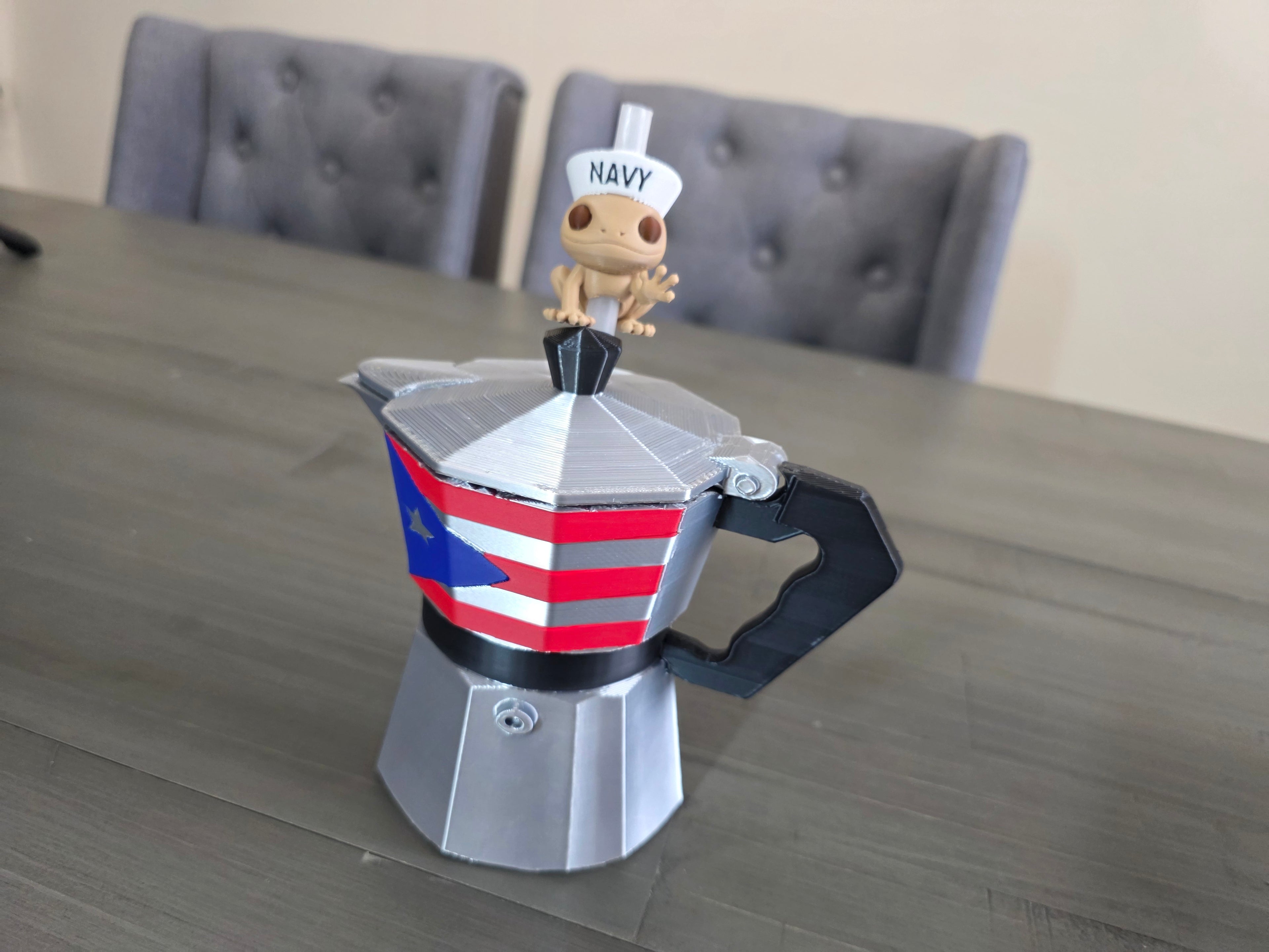 Coquí del Navy Straw Charm | 3D Printed PLA | Puerto Rico Frog Straw Topper | Military Inspired Cup Accessory