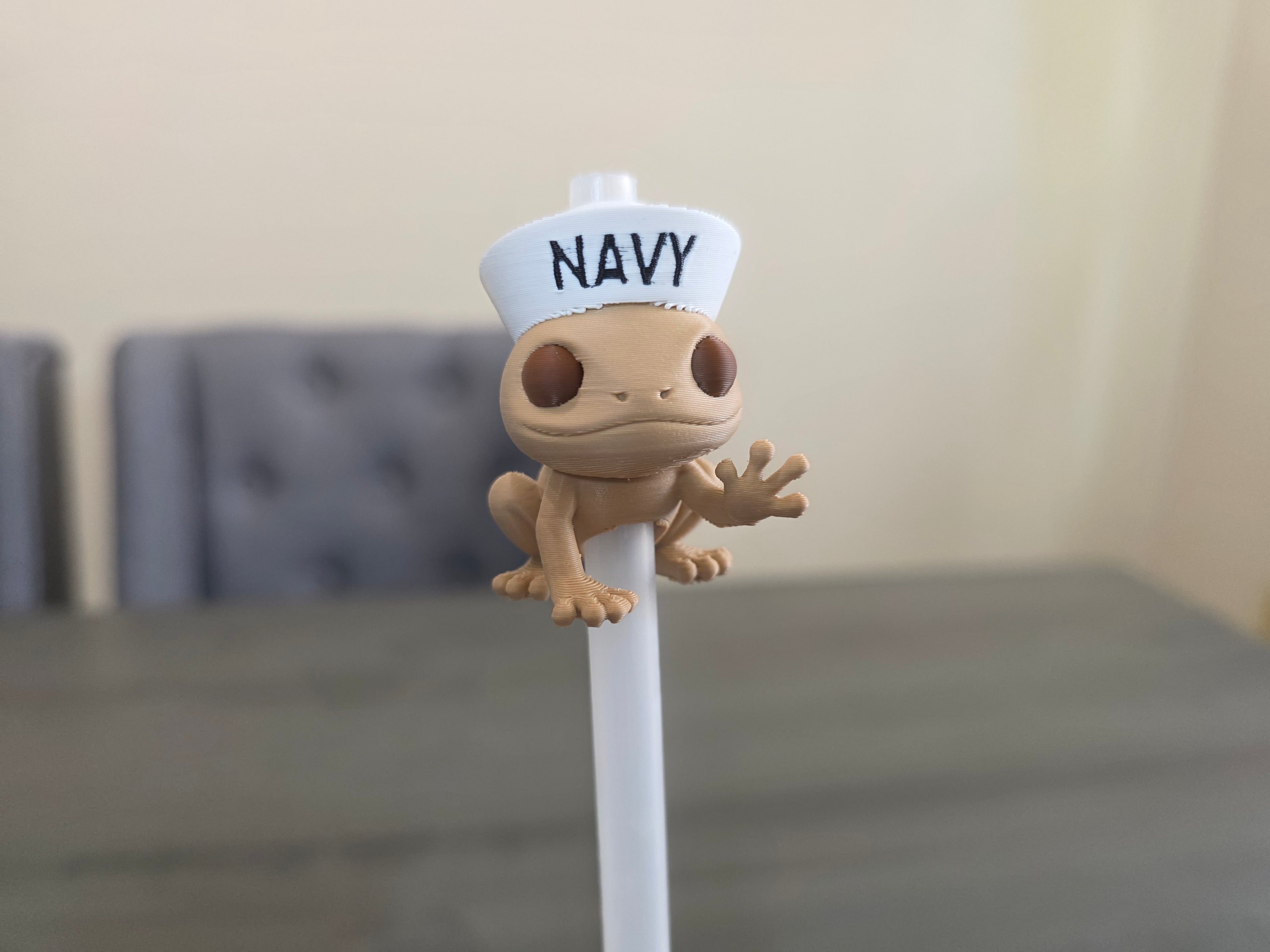 Coquí del Navy Straw Charm | 3D Printed PLA | Puerto Rico Frog Straw Topper | Military Inspired Cup Accessory