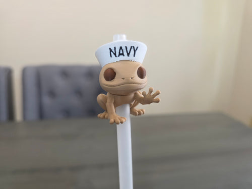 Coquí del Navy Straw Charm | 3D Printed PLA | Puerto Rico Frog Straw Topper | Military Inspired Cup Accessory