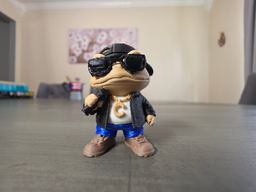 Puerto Rico Chubby Coquí Reggaeton Figure | 1.75" 3D Printed PLA Collectible | Boricua Frog Decor | Desk Buddy | 1.75” 2.5” 4” Sizes