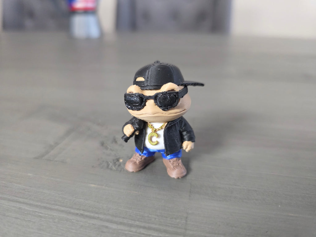 Puerto Rico Chubby Coquí Reggaeton Figure | 1.75" 3D Printed PLA Collectible | Boricua Frog Decor | Desk Buddy | 1.75” 2.5” 4” Sizes