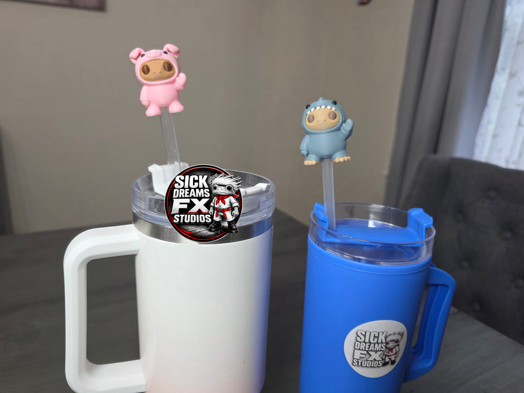 Puerto Rico Coquí Animal Costume Straw Topper | Cute 3D Printed PLA Straw Charm | Kawaii Frog Cup Accessory | Reusable Drink Decor