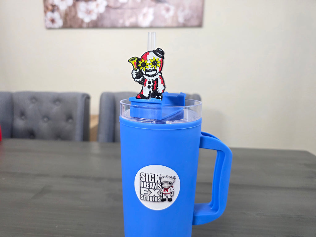 Cute Horror Terror Clown Straw Topper ( Only 1)| 3D Printed PLA Straw Charm | Spooky Halloween Cup Accessory | Fits 10mm Straws | Horror Fan Gift