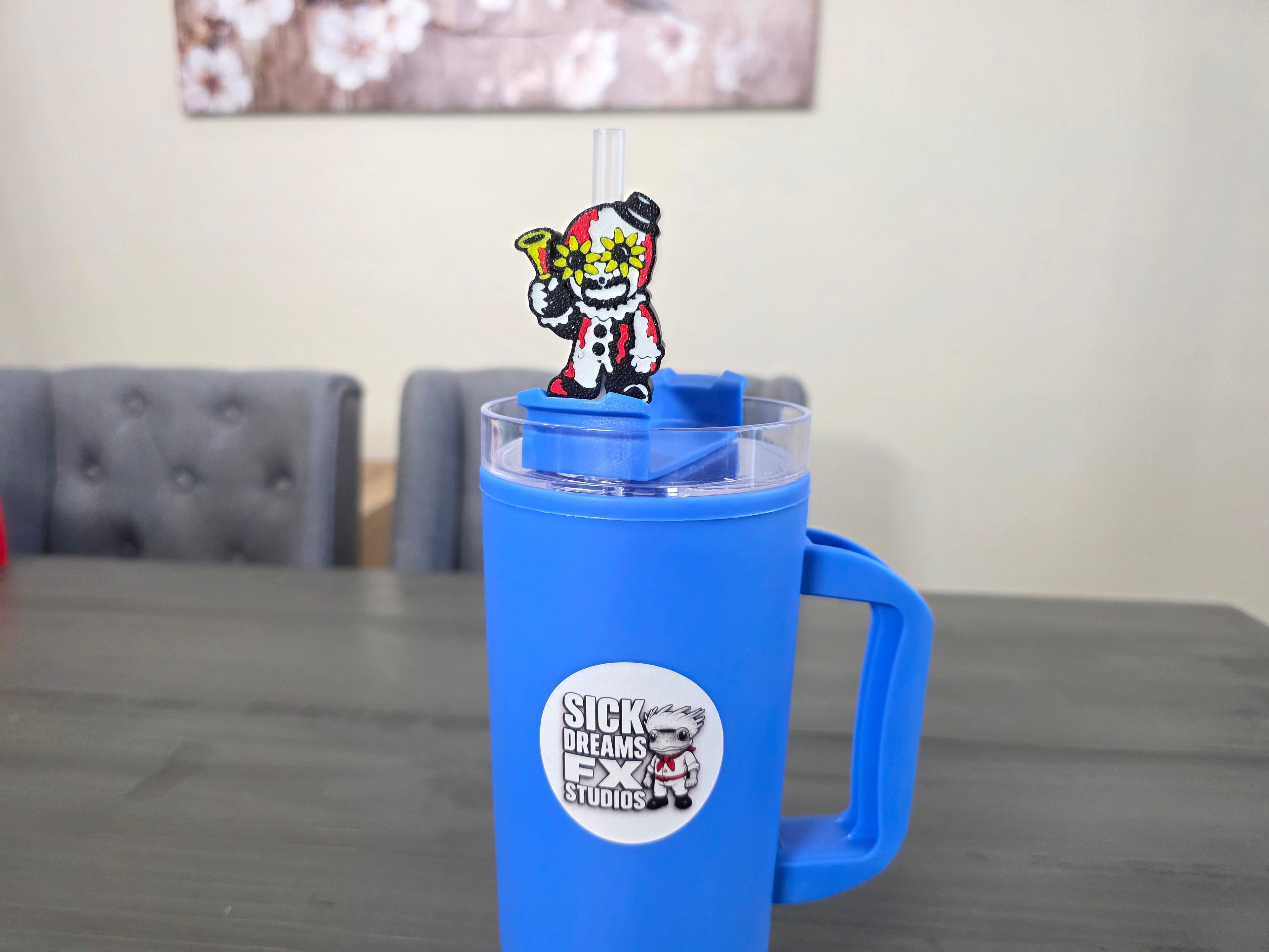 Cute Horror Terror Clown Straw Topper ( Only 1)| 3D Printed PLA Straw Charm | Spooky Halloween Cup Accessory | Fits 10mm Straws | Horror Fan Gift