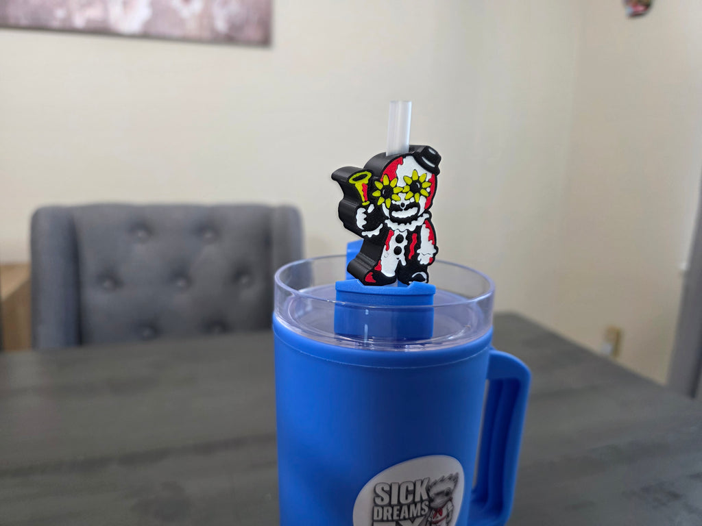 Cute Horror Terror Clown Straw Topper ( Only 1)| 3D Printed PLA Straw Charm | Spooky Halloween Cup Accessory | Fits 10mm Straws | Horror Fan Gift