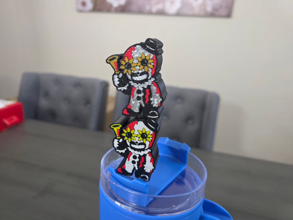 Cute Horror Terror Clown Straw Topper ( Only 1)| 3D Printed PLA Straw Charm | Spooky Halloween Cup Accessory | Fits 10mm Straws | Horror Fan Gift