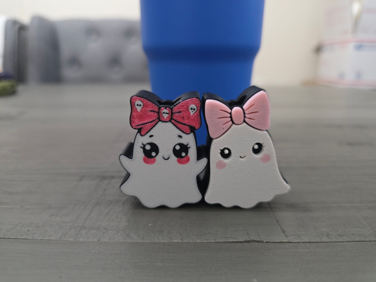 Cute Ghost Straw Charm (Only 1) | 3D Printed Halloween Straw Topper | Spooky Cup Accessory | Ghost Tumbler Charm | Creepy Cute Gift