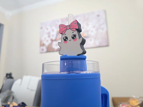 Cute Ghost Straw Charm (Only 1) | 3D Printed Halloween Straw Topper | Spooky Cup Accessory | Ghost Tumbler Charm | Creepy Cute Gift