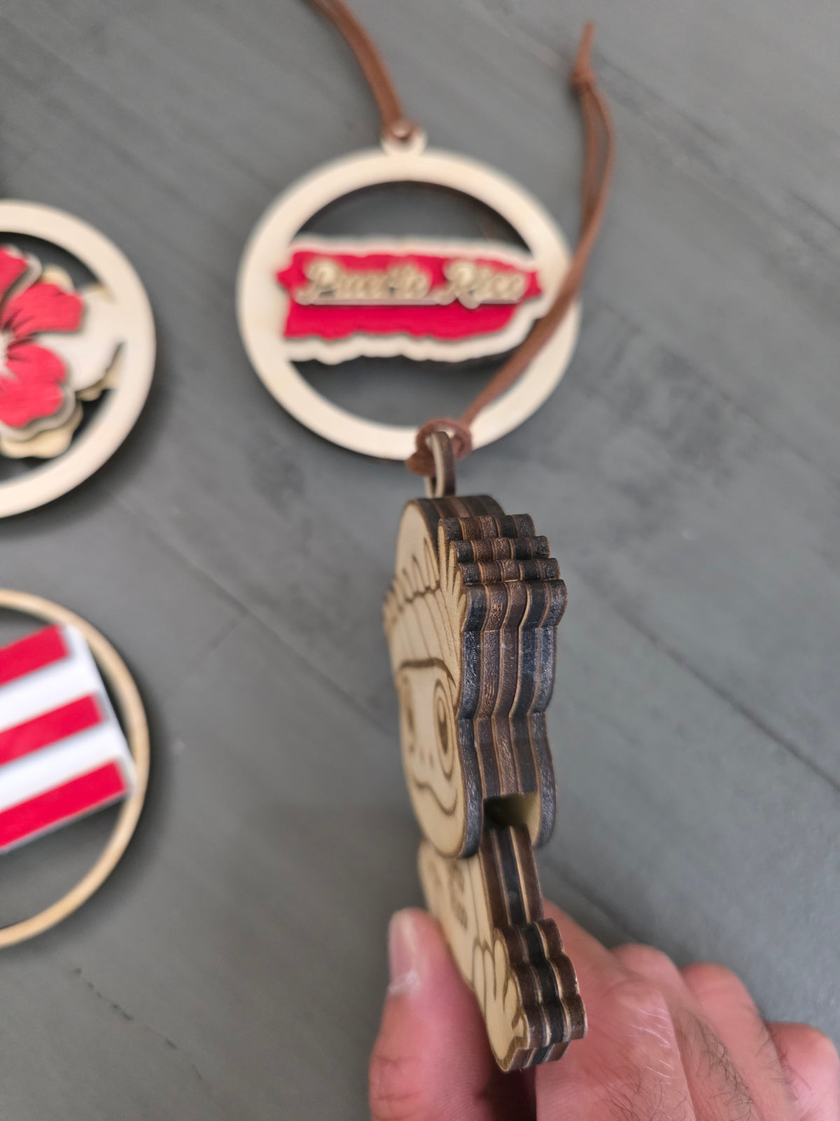 Puerto Rico Coquí Wooden Car or Tree Ornament (1 Per Pack) (Coquí Not Included)