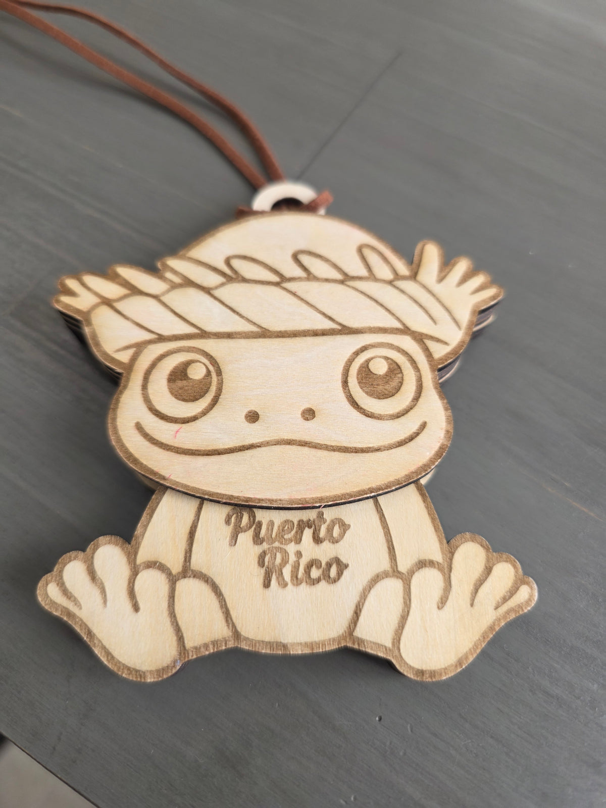 Puerto Rico Coquí Wooden Car or Tree Ornament (1 Per Pack) (Coquí Not Included)