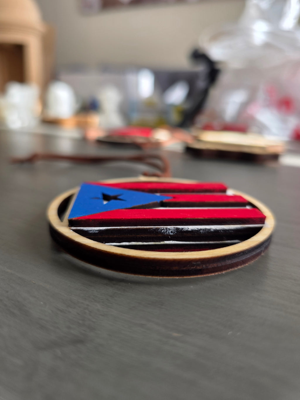 Puerto Rico Coquí Wooden Car or Tree Ornament (1 Per Pack) (Coquí Not Included)
