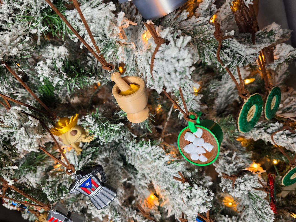 Puerto Rico Christmas Ornament, Boricua Holiday Ornament, Puerto Rican Food & Culture Decor, 3D Printed PR Gift (1 per pack)