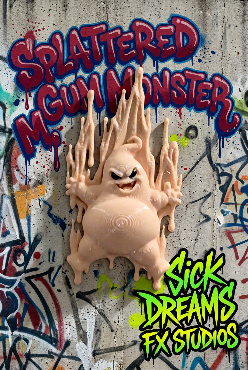 Splattered Gum Monster Wall Decor, 3D Printed Splattered Bubblegum Character, Funny Horror Wall Art, Halloween Decoration, Weird Gift ( Only 1)