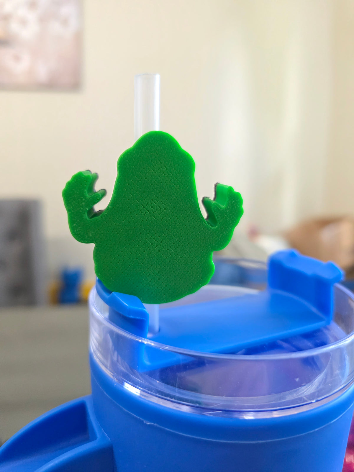Green Slime Monster Straw Topper, 3D Printed Screaming Ghost Charm, Creepy Cute Halloween Cup Accessory, Funny Spooky Gift ( Only 1)