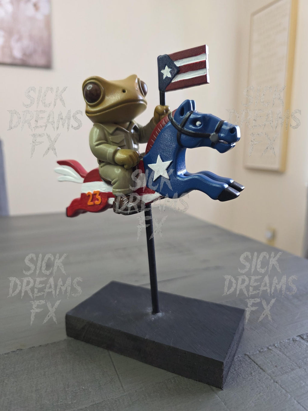 Coquí y Caballito de Pica | 7” Puerto Rican Resin Figure | 3D Printed Collectible | Boricua Folklore Art Piece