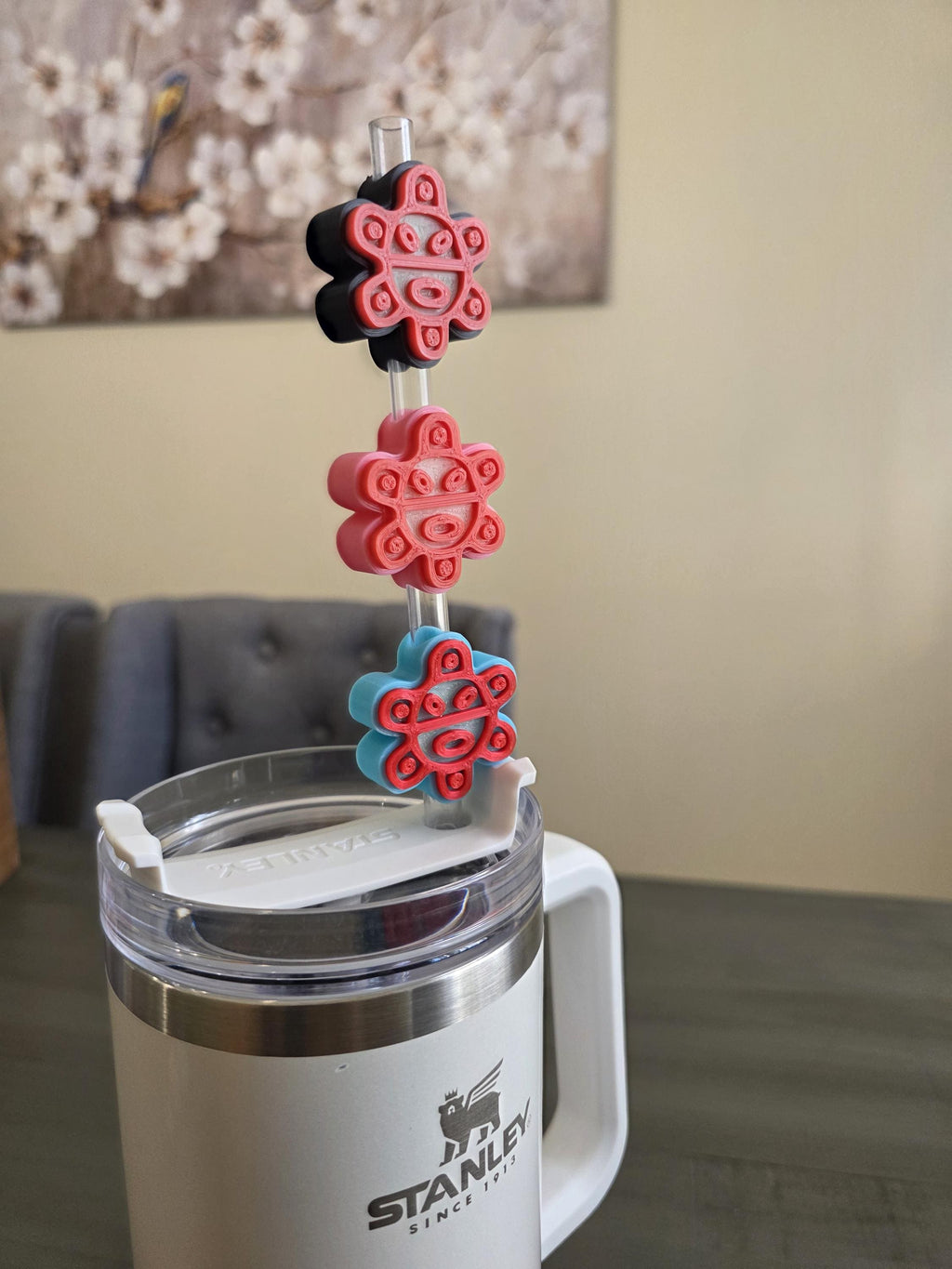 Puerto Rico Taíno Coquí & Taino Sun 3D Straw Toppers