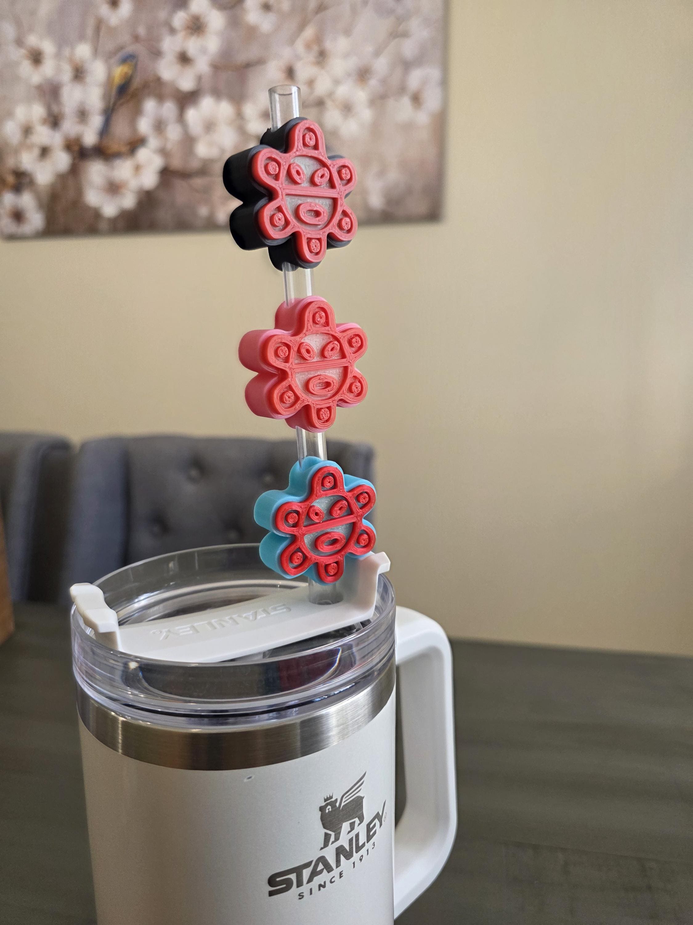Puerto Rico Taíno Coquí & Taino Sun 3D Straw Toppers