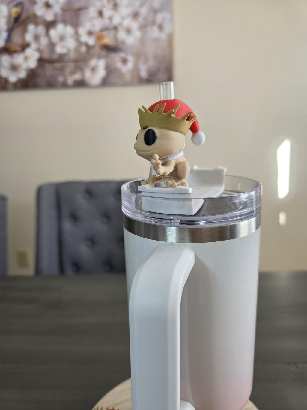 Puerto Rico Coquí with Pava & Santa Hat 3D Straw Topper