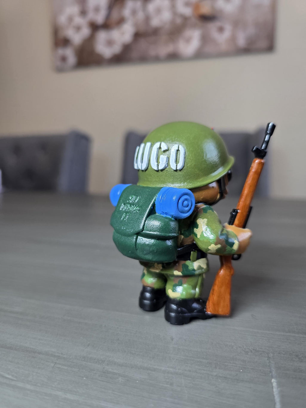 Puerto Rico Coquí Soldier Figurine 3.15" Inches | Hand Painted ABS Resin Collectible | Boricua Army Soldier Gift
