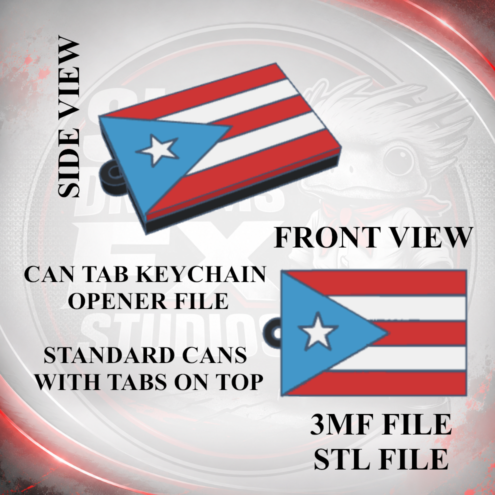 Puerto Rico Flag Can Tab Opener STL File