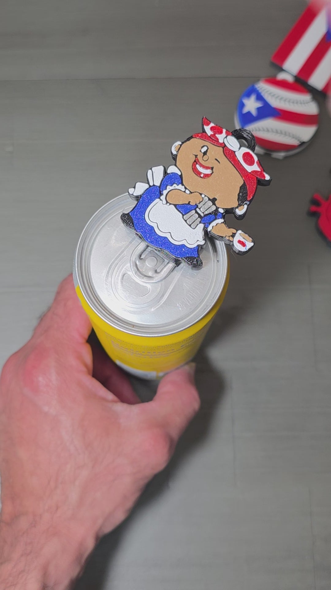 Puerto Rico Can Tab Opener Keychain | 3D Printed Drink Opener | Boricua Flag, Baseball, Coquí & Coffee Lady Styles