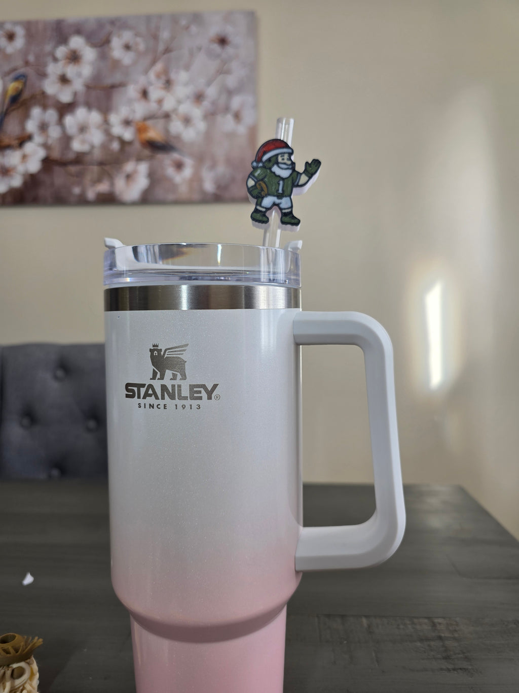 Philadelphia Eagles Santa Clause Straw Charm – 3D Printed PLA, Fits 10mm -11mm Tumbler Straw | Straw Cover Topper Tumbler Accessory