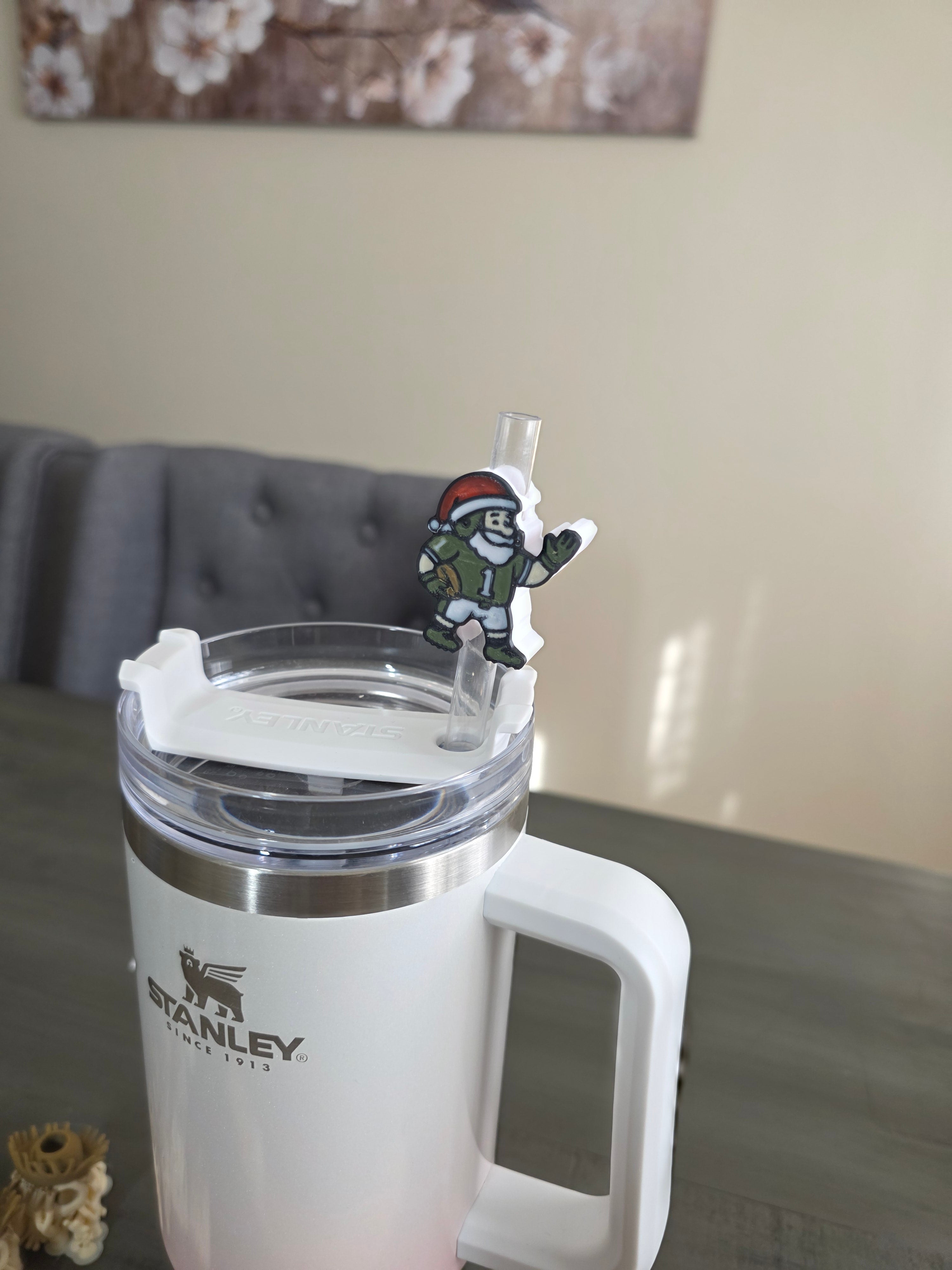 Philadelphia Eagles Santa Clause Straw Charm – 3D Printed PLA, Fits 10mm -11mm Tumbler Straw | Straw Cover Topper Tumbler Accessory